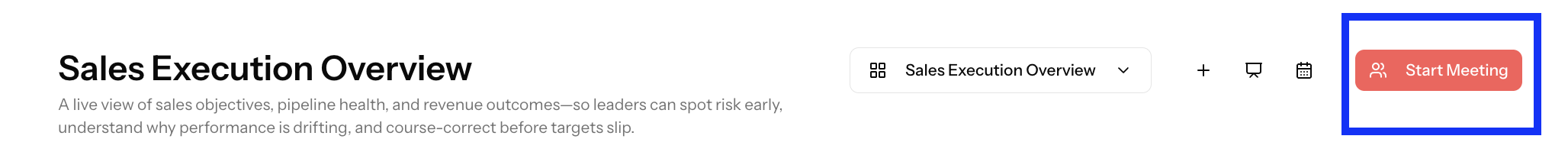 Start a meeting from the dashboard
